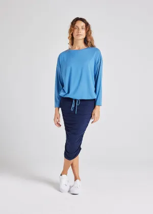 Lady Drawstring Oversized Bamboo Sweater - Ocean Blue