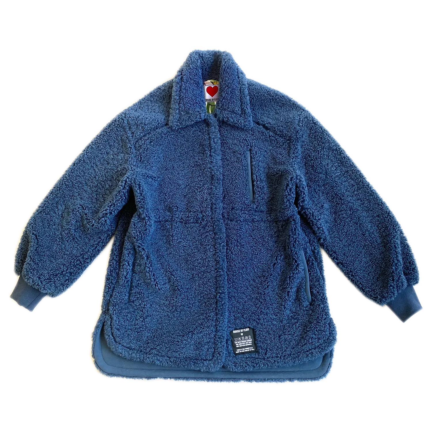 100% Recycled Shearling Shacket - French Blue