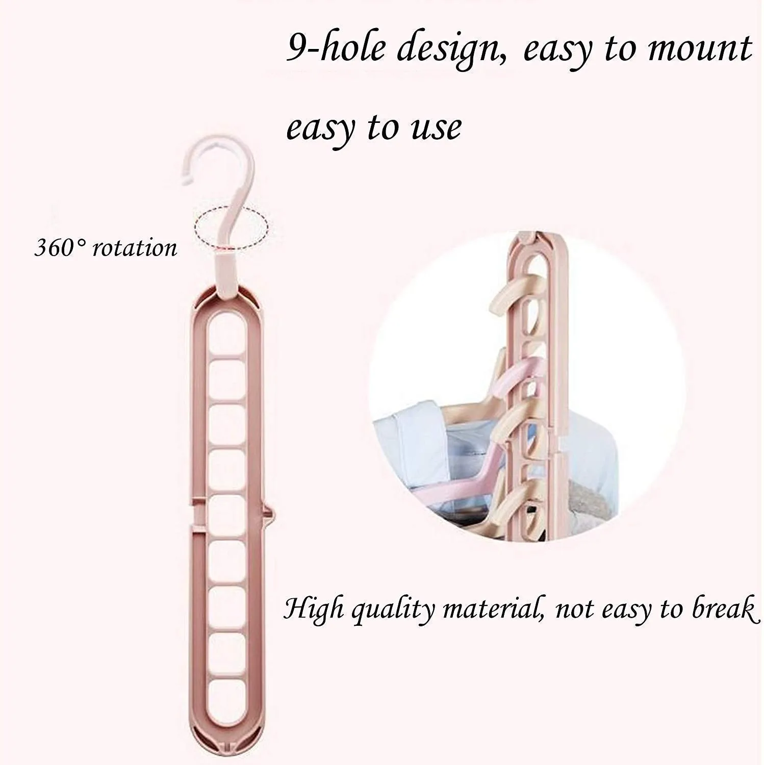 1553 Anti-Skid Plastic 9-Holes Magic Wardrobe Folding Hangers