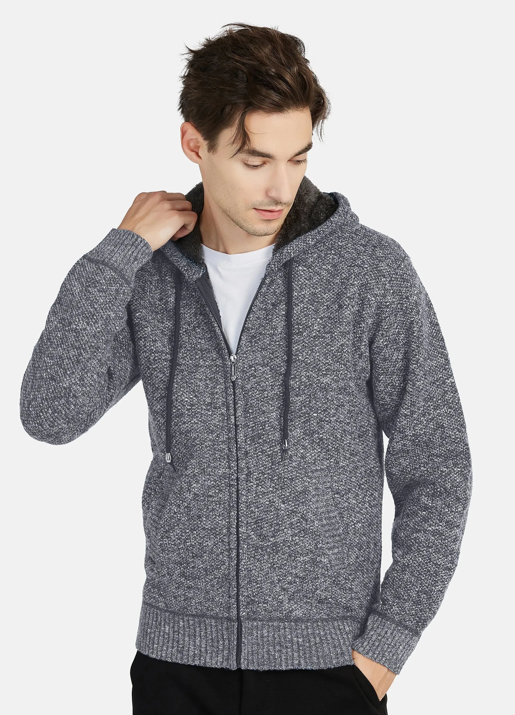 1PA1 Men's Zip Up Fleece Hooded Jacket Casual Hoodie Sweatshirt Coat