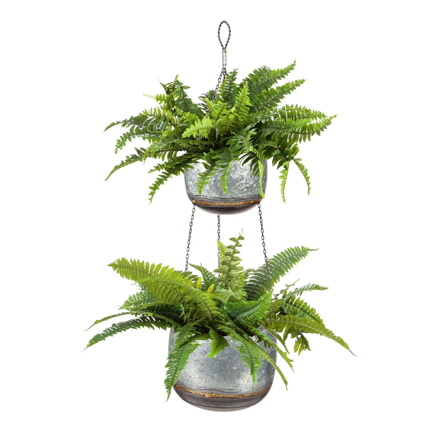 2 Tier Metallic Hanging Planter,8pmtl5278