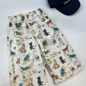 2024 Spring Fall Kids Pants cartoon dogs Children's straight Trousers Boys Girls loose casual pants