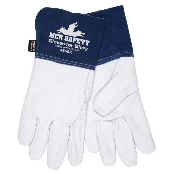 4850KXL MCR Safety Gloves for Glory Welding Gloves, X-Large, Leather, White