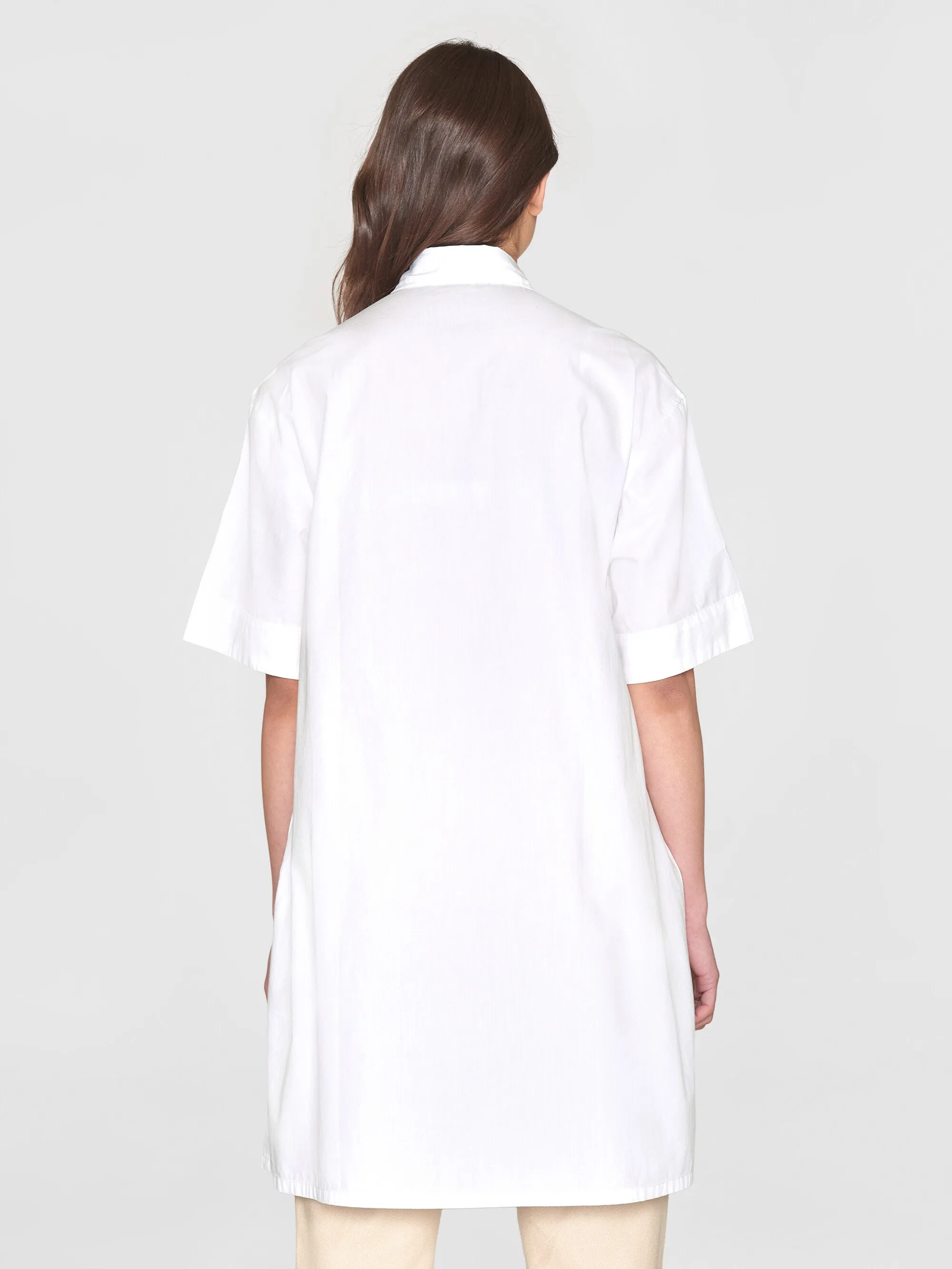 A-shape short sleeved poplin shirt dress - GOTS/Vegan - Bright White