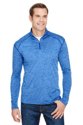 A4 Mens Tonal Space Dye Performance Moisture Wicking 1/4 Zip Sweatshirt - Light Blue