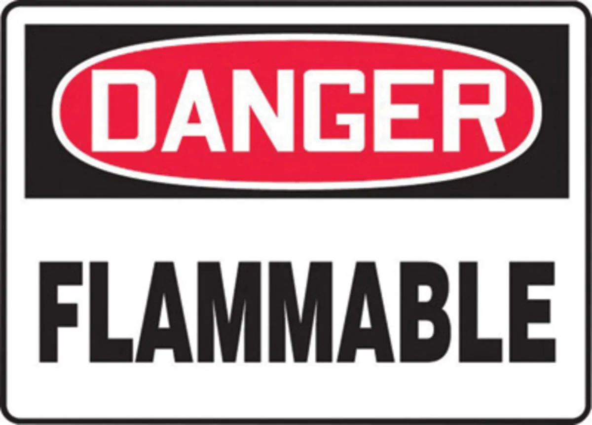 Accuform® 7" X 10" Red, Black And White Aluminum Safety Signs "DANGER FLAMMABLE"