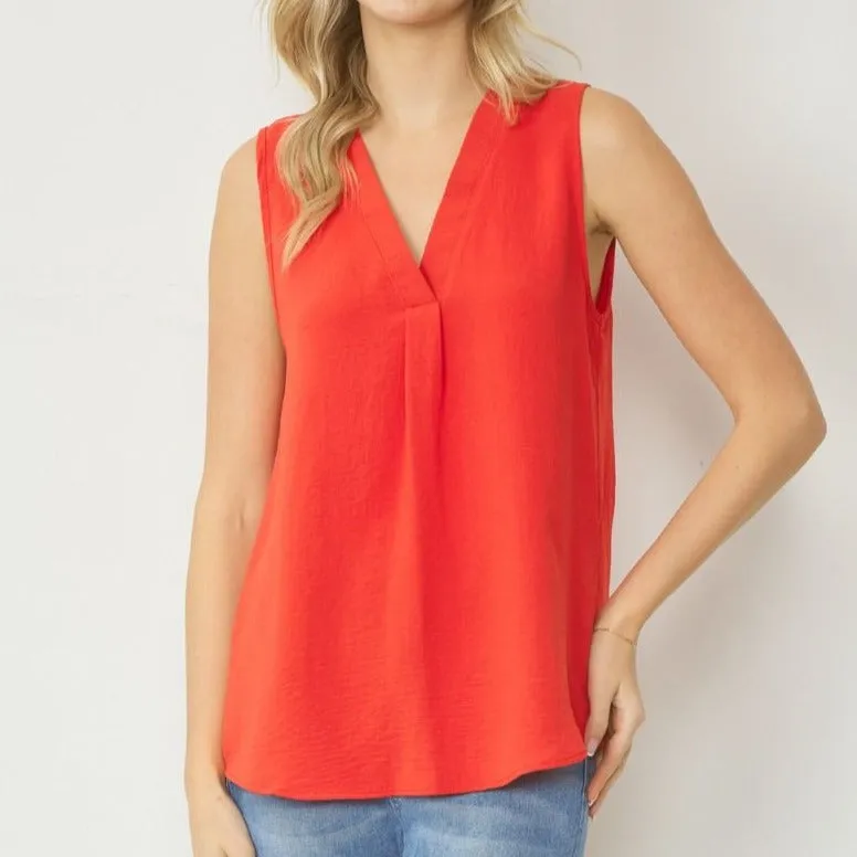 All Day Sleeveless VNeck Blouse