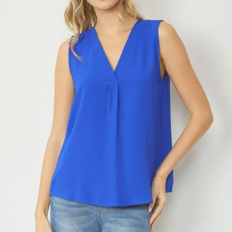 All Day Sleeveless VNeck Blouse