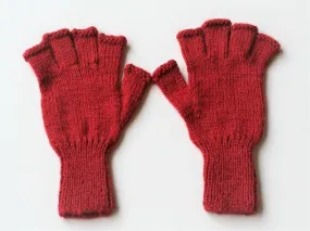 Alpaca Hand Knitted Fingerless gloves - red