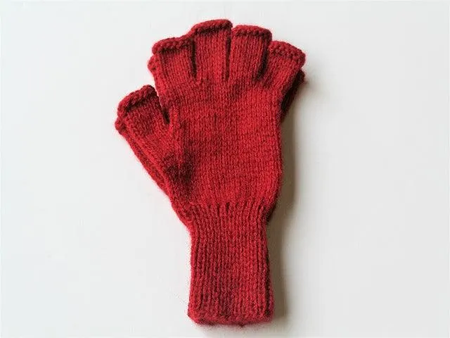 Alpaca Hand Knitted Fingerless gloves - red