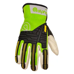 Alpha AG13 Vibe Leather Impact Gloves - Green/White - X-Large