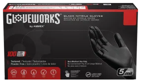 Ammex GlovePlus Black Nitrile Industrial Powder-Free 5 Mil Disposable Gloves (100 Pack) (1")