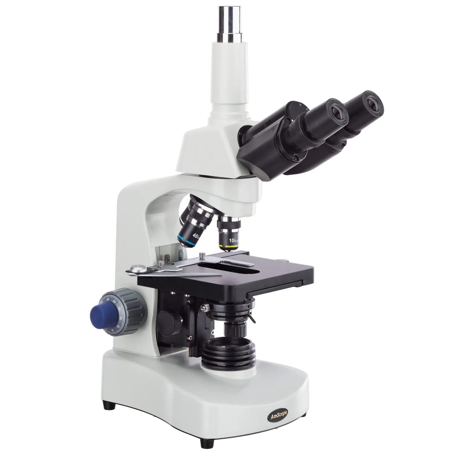 AmScope T340 Series Trinocular Compound Microscope 40X-2000X Magnification with 3W LED, 3D Mechanical Stage and 1.3MP USB 2.0 C-mount Camera