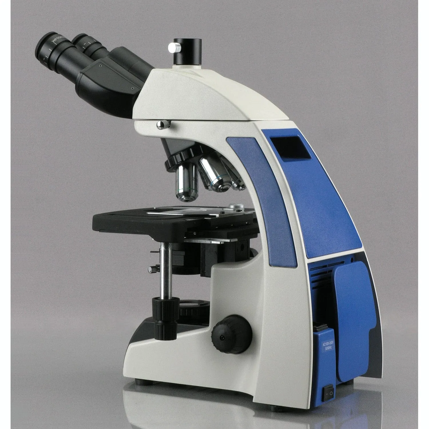 AmScope T720 Series Quintuple Brightfield Phase Contrast Plan Infinity Kohler Laboratory Trinocular Compound Microscope 40X-1000X Magnification