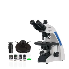 AmScope T720 Series Quintuple Brightfield Phase Contrast Plan Infinity Kohler Laboratory Trinocular Compound Microscope 40X-1000X Magnification