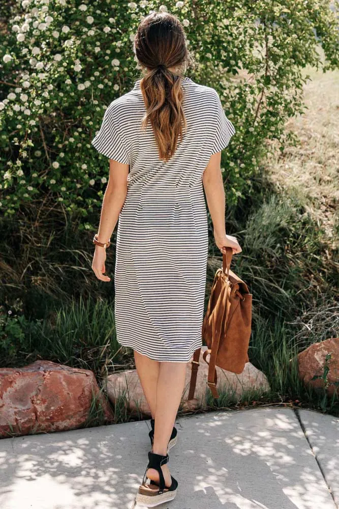 Annalisa Striped Mock Neck Dress