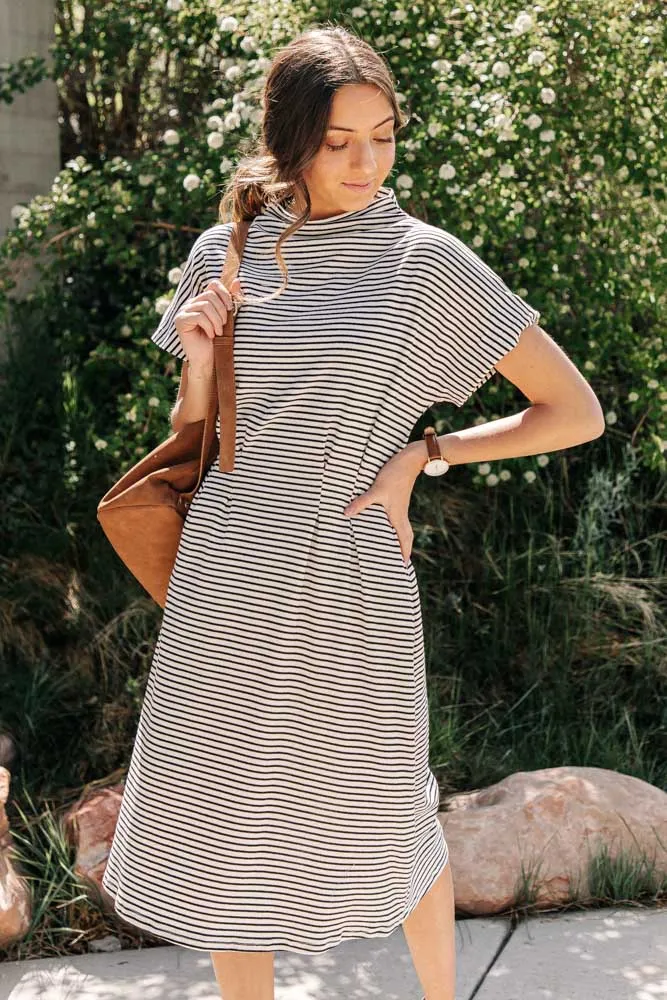 Annalisa Striped Mock Neck Dress