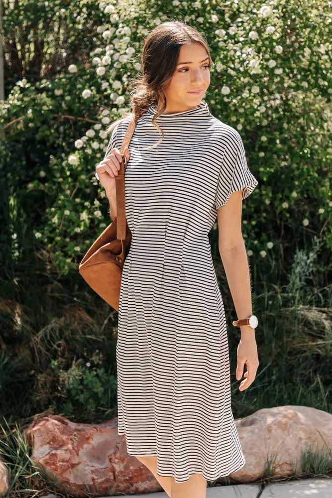 Annalisa Striped Mock Neck Dress