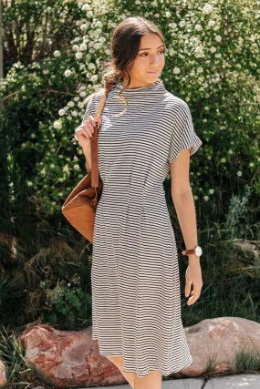 Annalisa Striped Mock Neck Dress