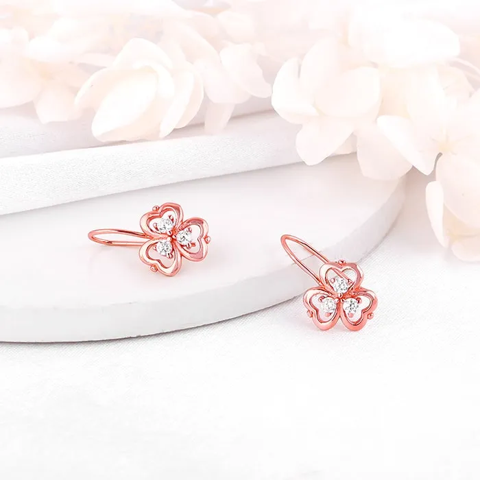 Anushka Sharma Rose Gold Three Leaf Clover Earrings