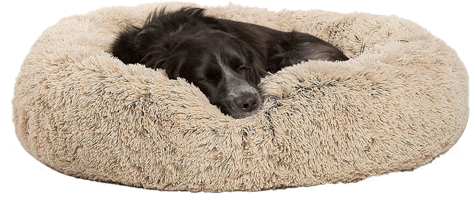 Arlee Shaggy Fur Donut Pet Bed, 39" x 11"