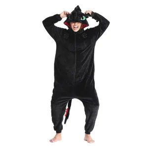 Arrival How to Train Toothless Dragon Onesies Animal Winter Flannel Pajamas Adult Halloween Party Costume Jumpsuit