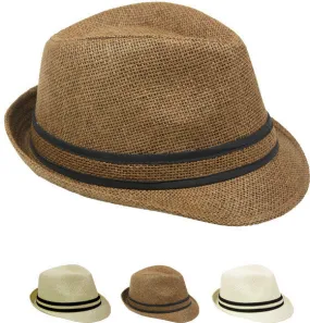 assorted color straw fedora hat Case of 72