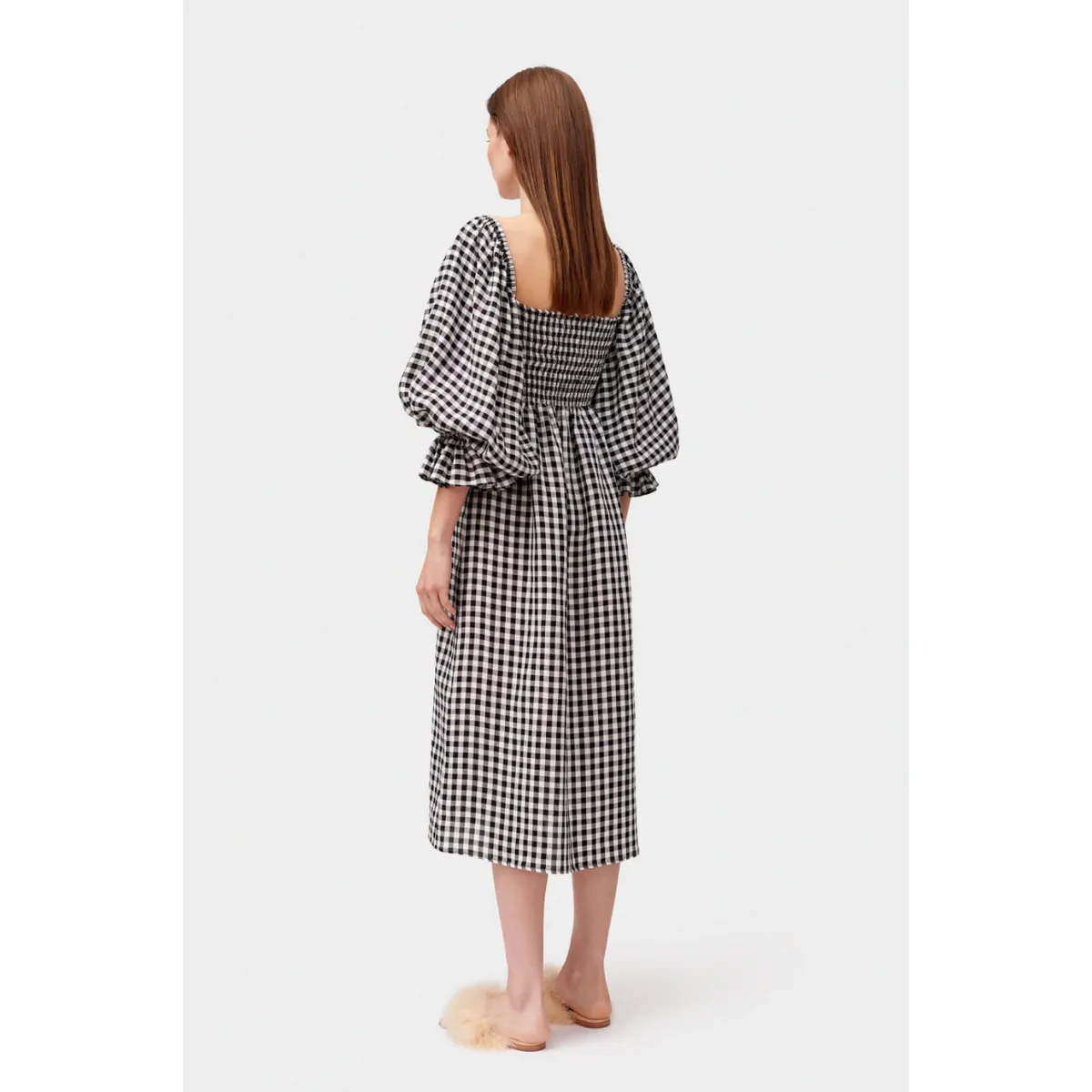 Atlanta Linen Dress Black Vichy