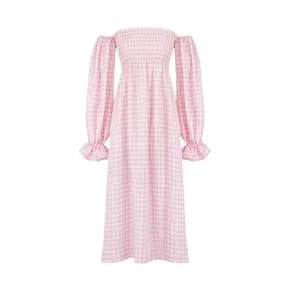 Atlanta Linen Dress in Pink Vichy