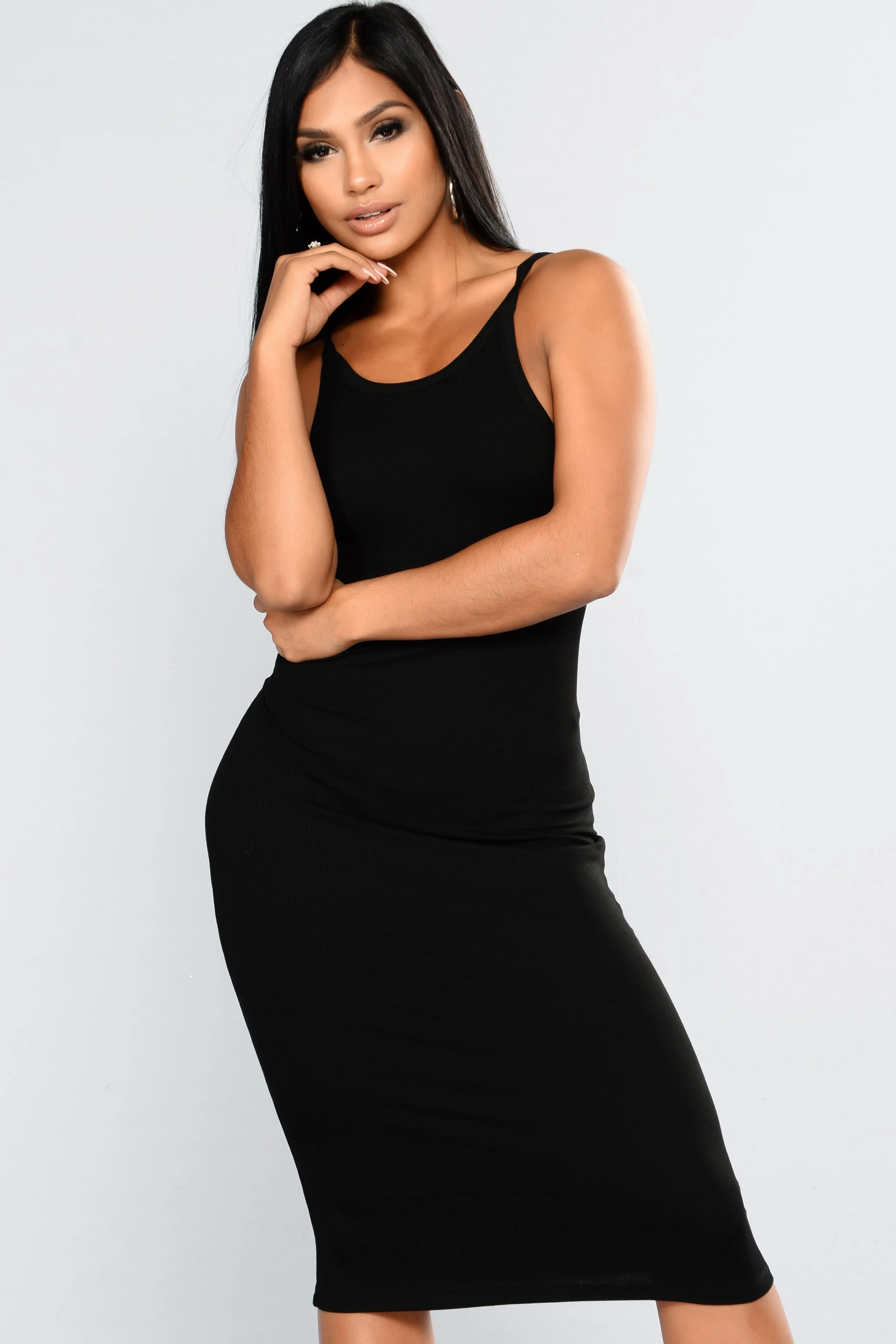 Back Slip Dress - Black