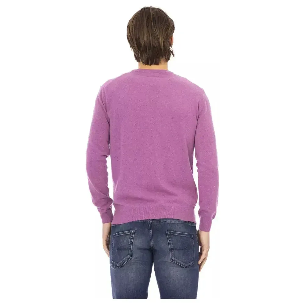 Baldinini Trend Purple Wool Men Sweater