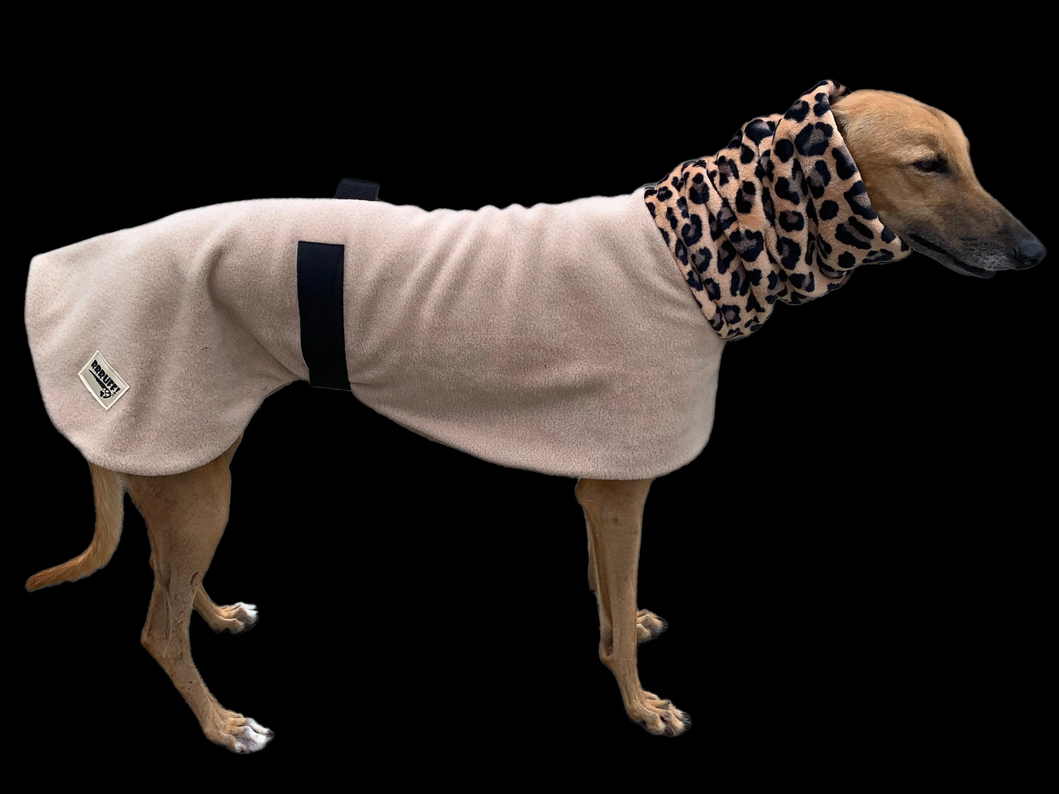 Beige Greyhound Deluxe Dog coat dog rug, thick double polar fleece washable extra wide hoodie