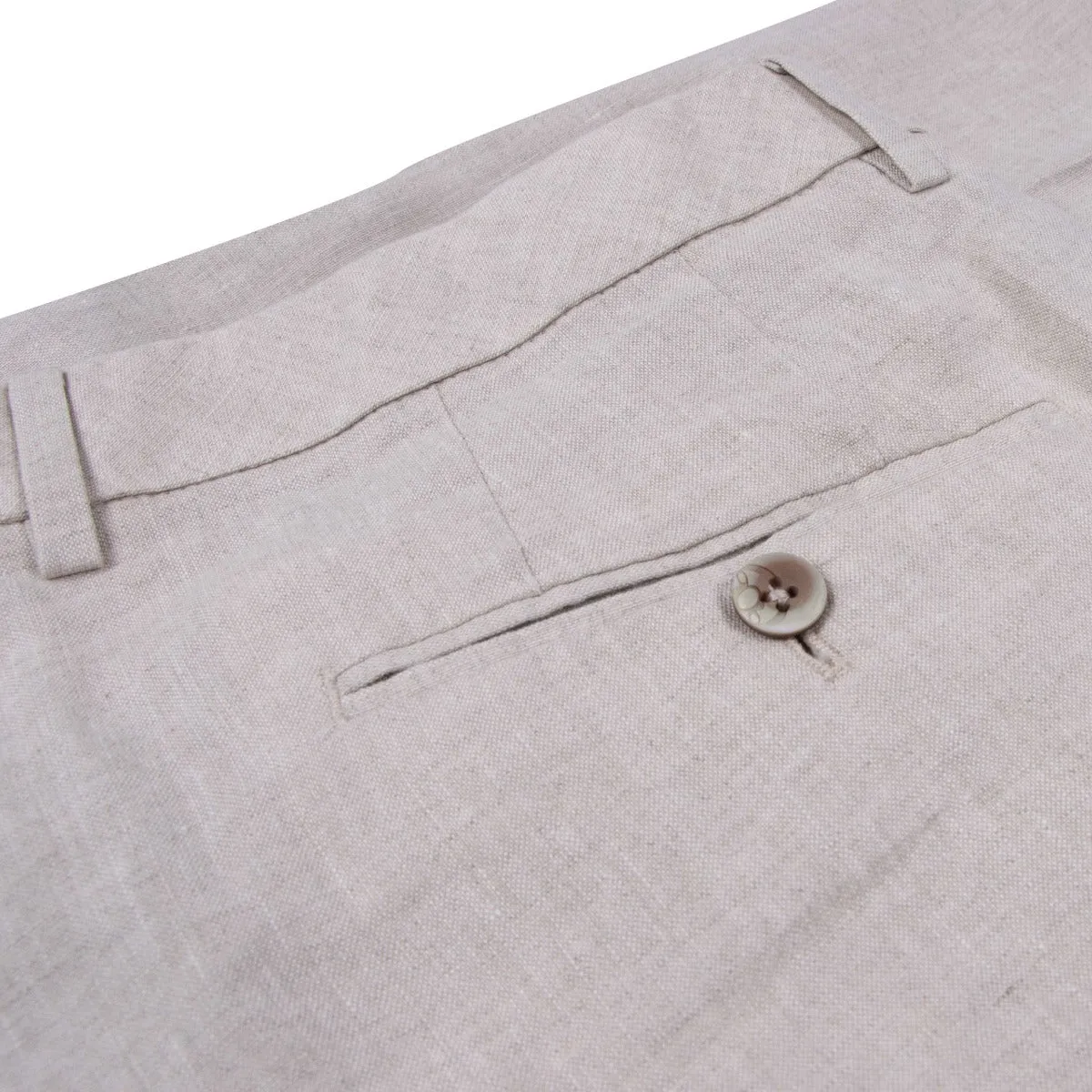 Beige Linen Regular Fit Trousers