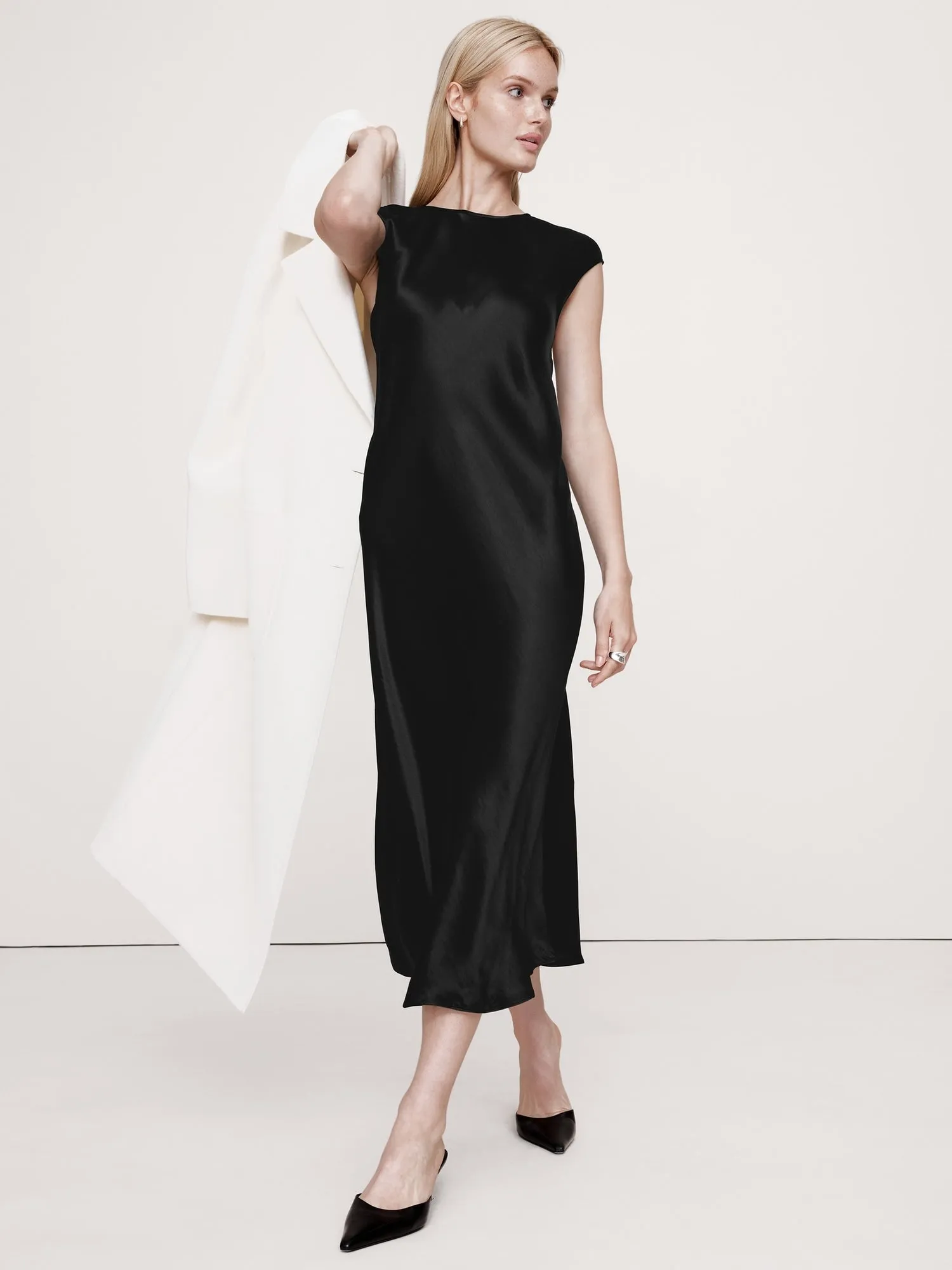 Bias-Cut Satin Midi Dress