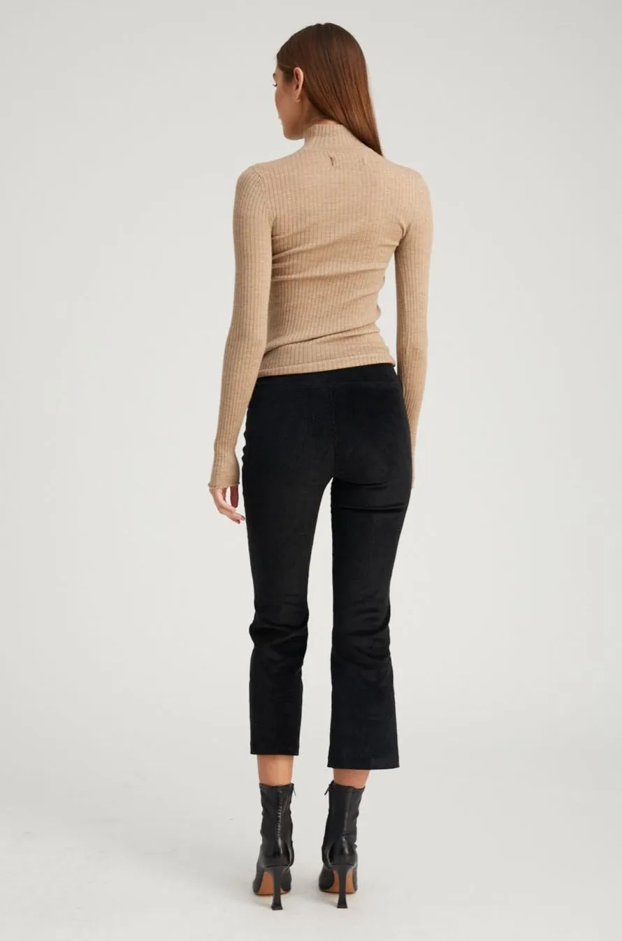 Black Corduroy Crop Flare Pants