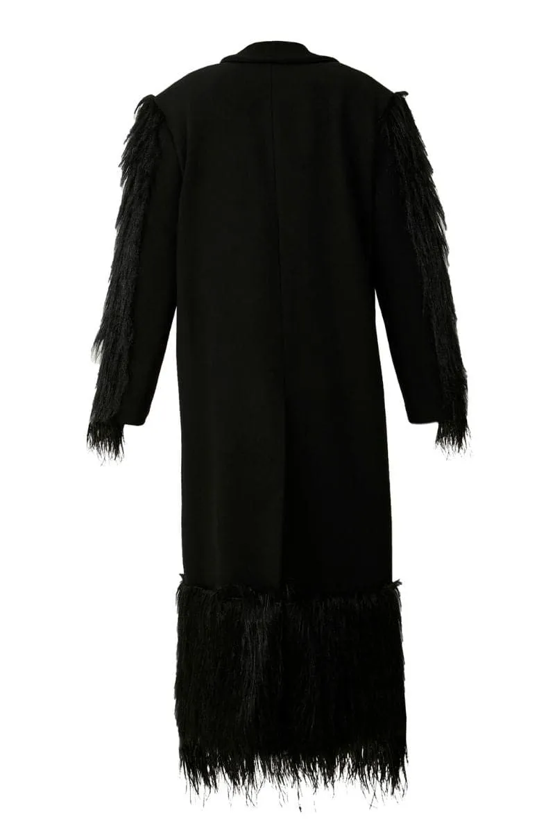 BLACK FURRY LONG COAT