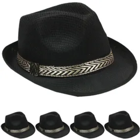 black mesh fedora hat Case of 72