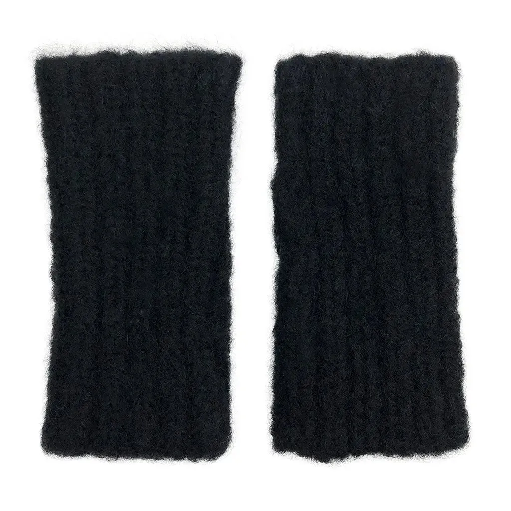 Black Ribbed Alpaca Gloves | Ethical Style