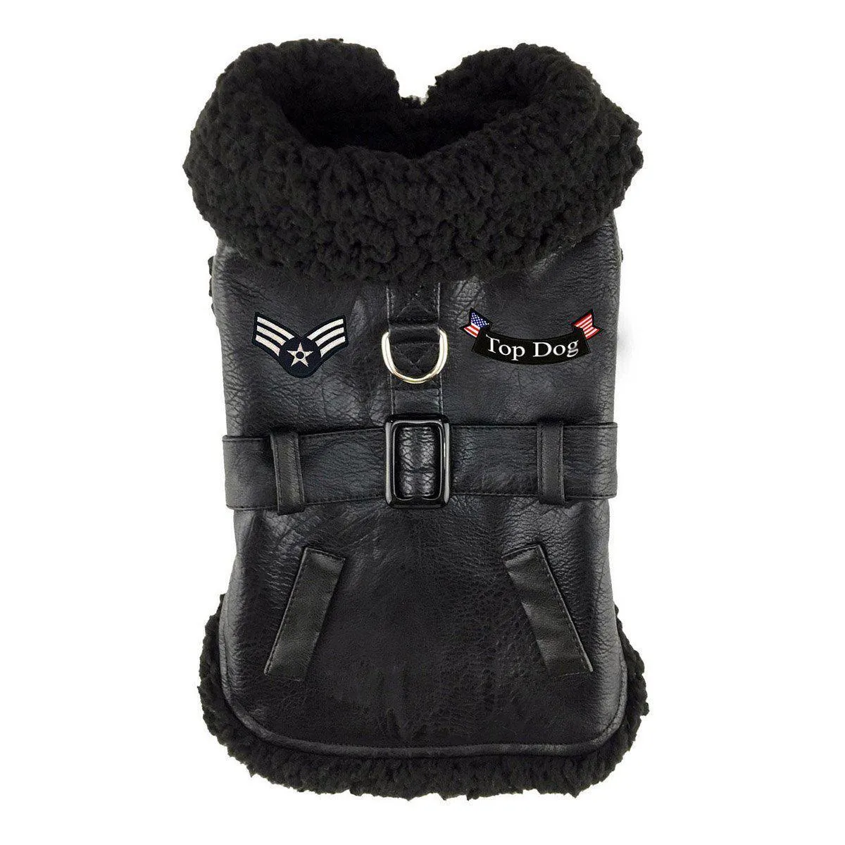 Black Top Dog Flight Coat With Leash