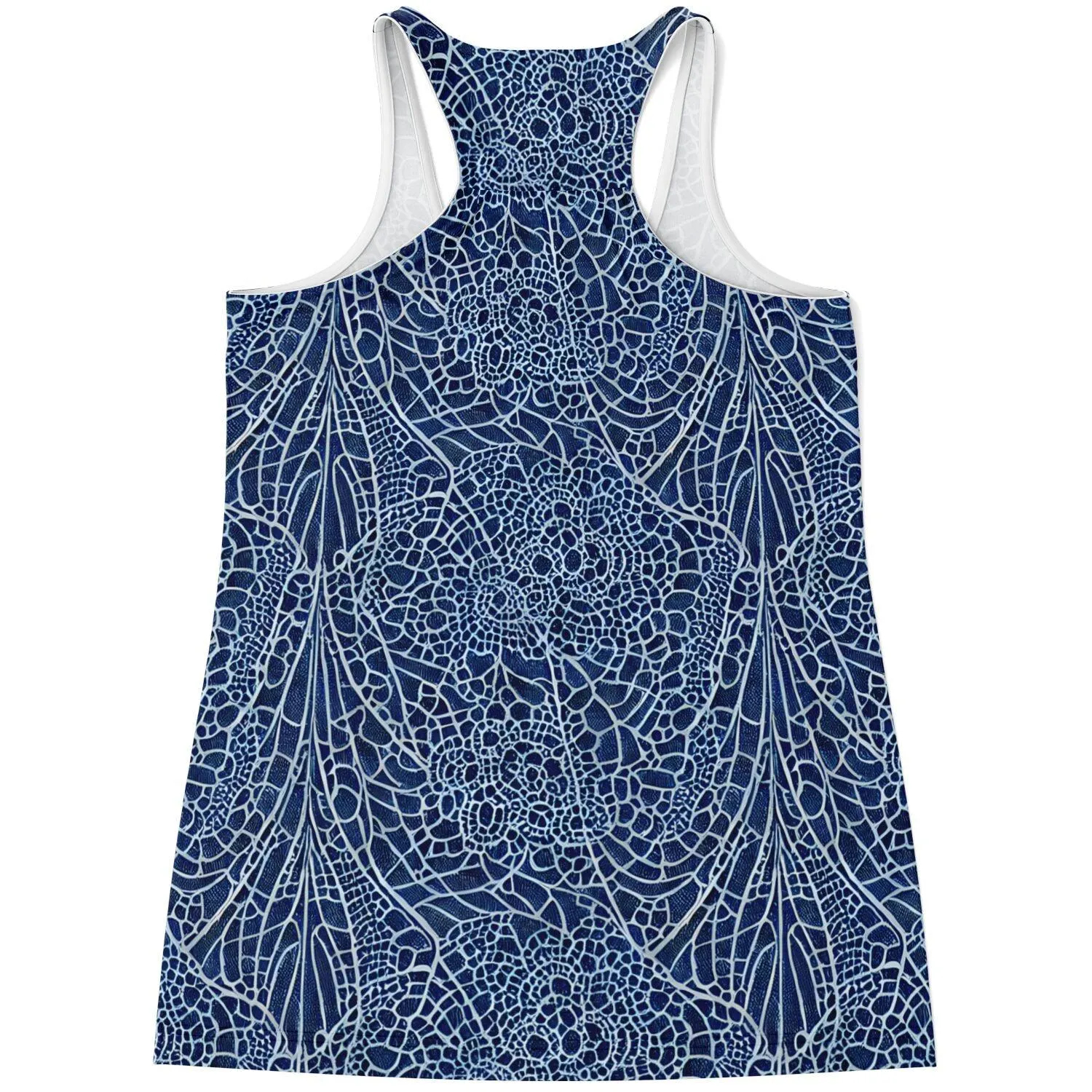 Blue and Black Lace Flowy Racerback Tank Top