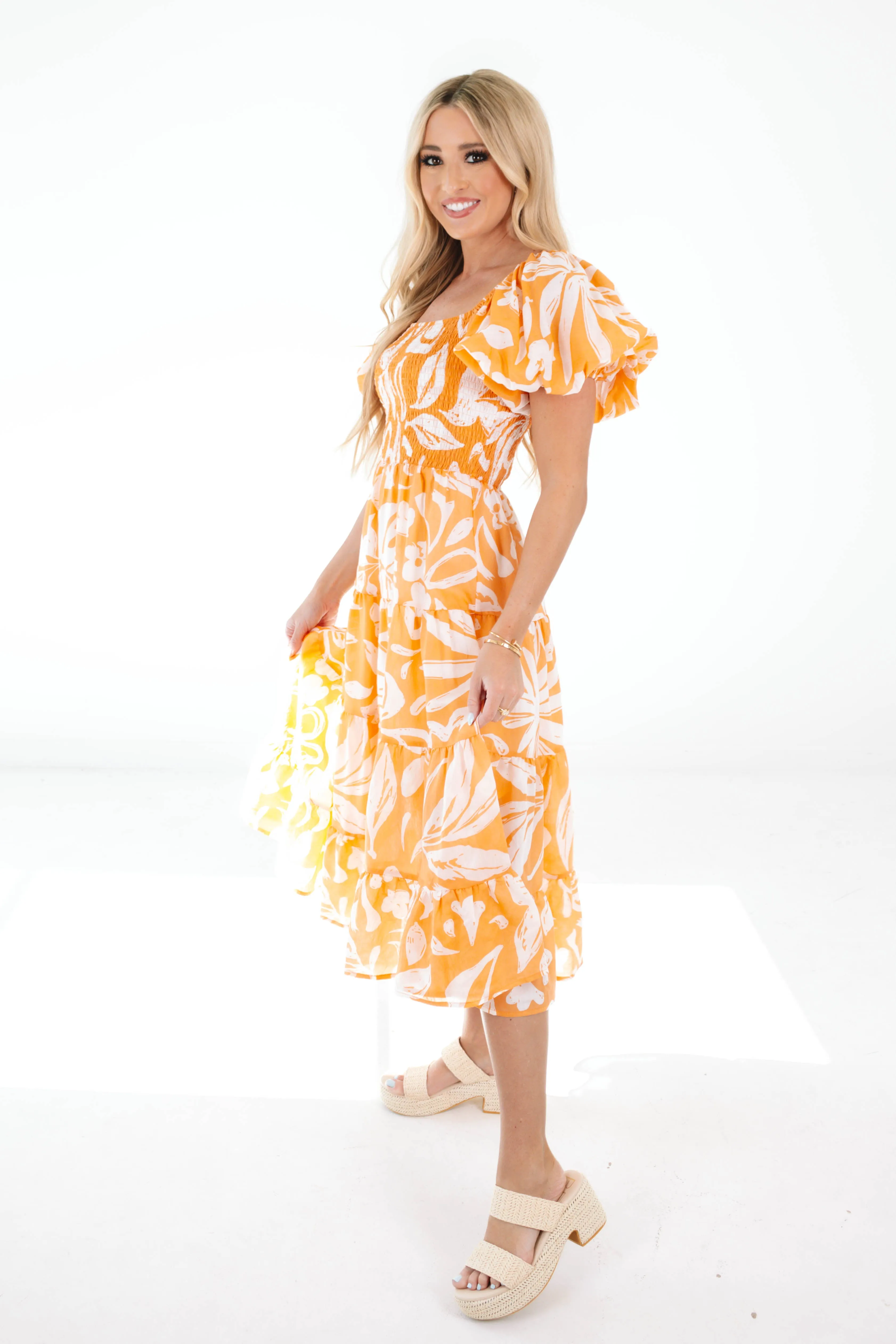 Bonfire Bash Midi Dress - Orange