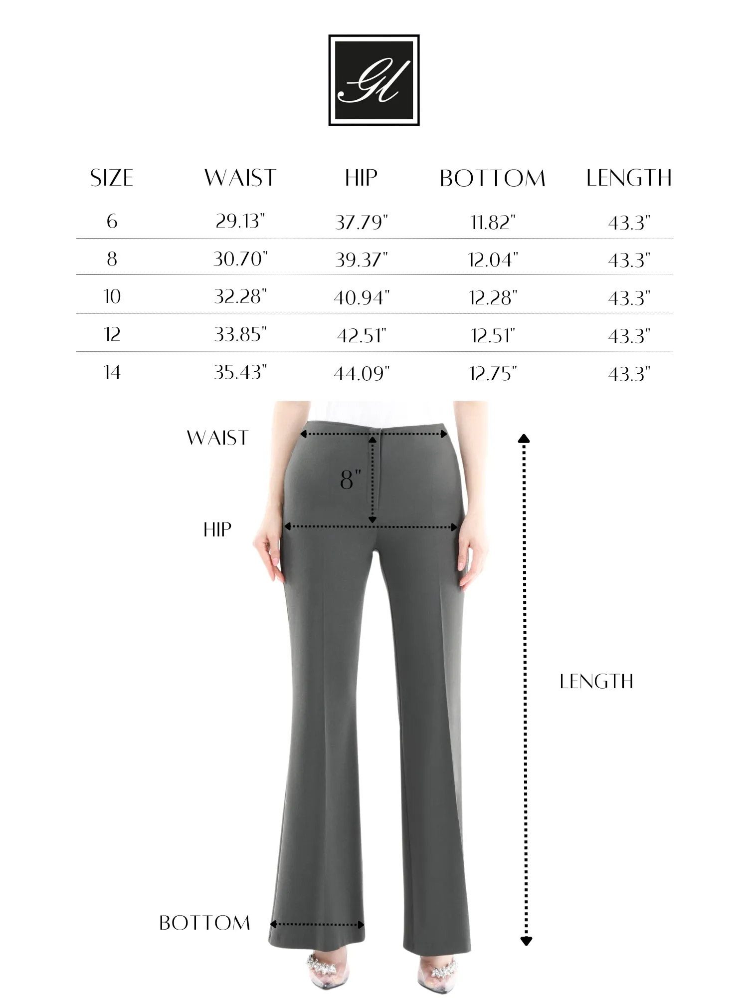 Bootcut Pants - High Waisted Flare Trousers - G-Line