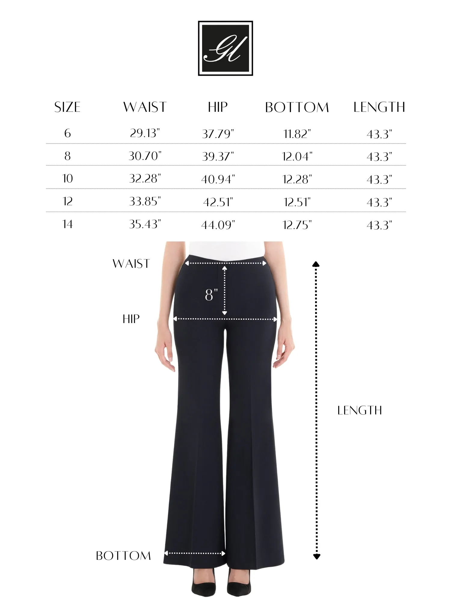 Bootcut Pants - High Waisted Flare Trousers - G-Line