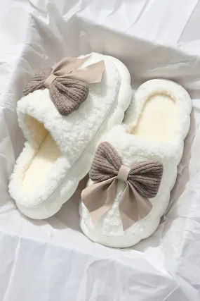 Bowknot Plush Slippers