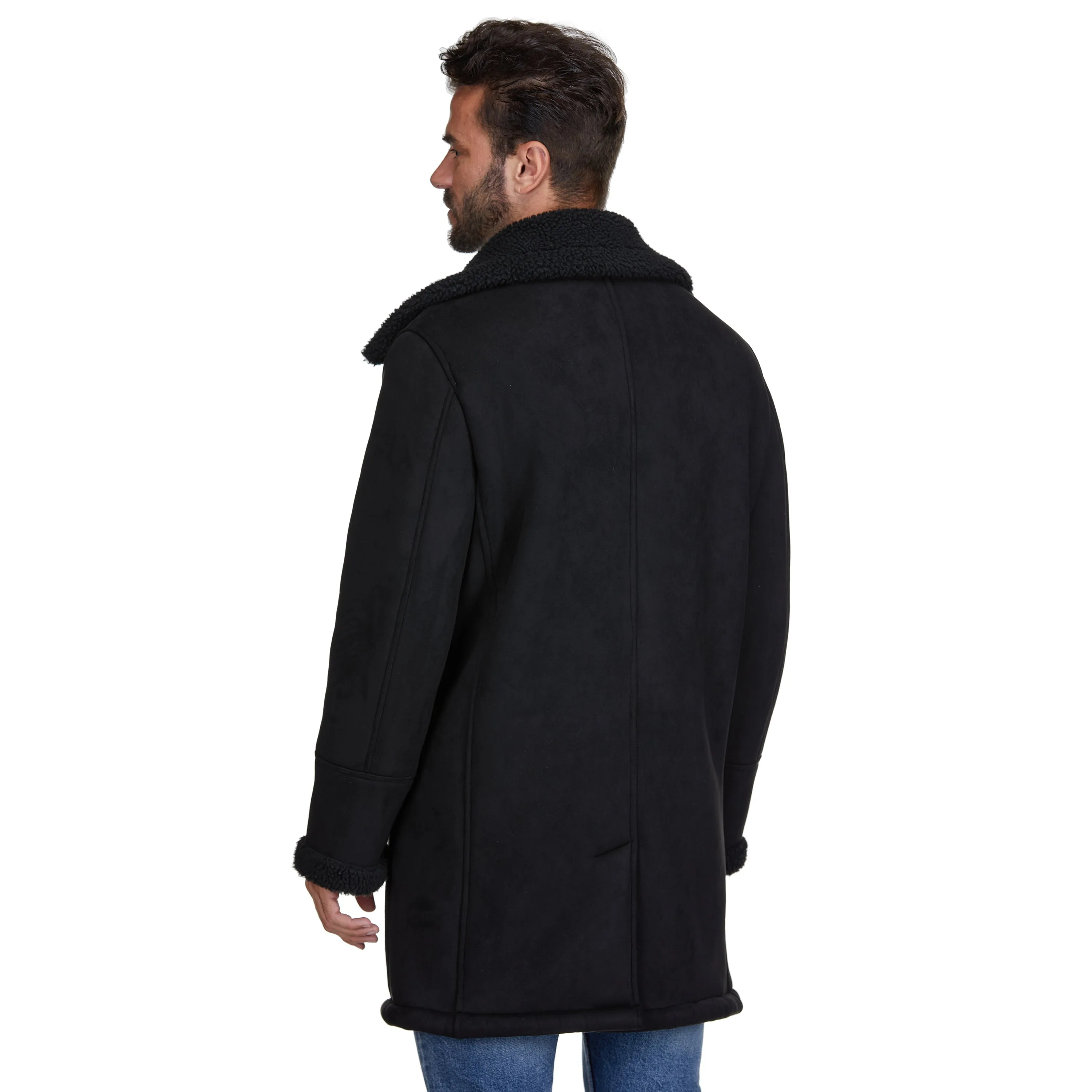 Braveman Faux Shearling Double Breasted Overcoat