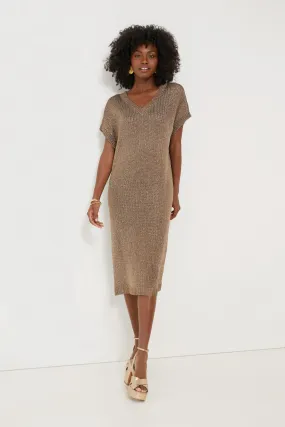 Bronze Metallic Knit Indie Dress