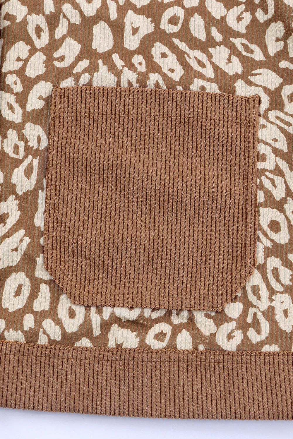 Brown Leopard Print Pocket Corduroy Jacket