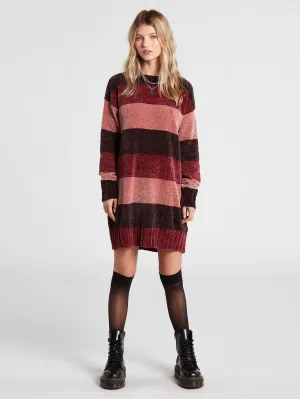 Bubble Tea Sweater Mini Dress - Black Plum