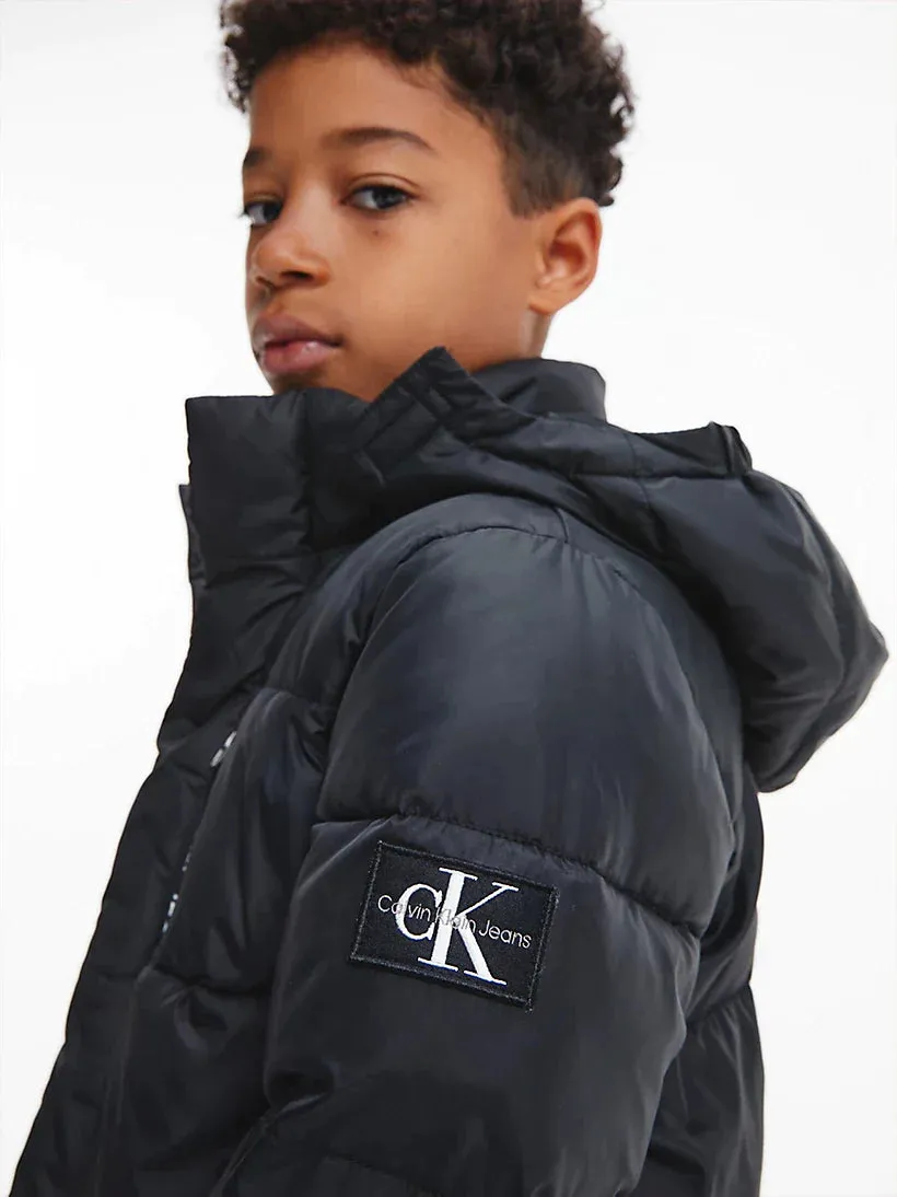 Calvin Klein - Black padded hooded coat