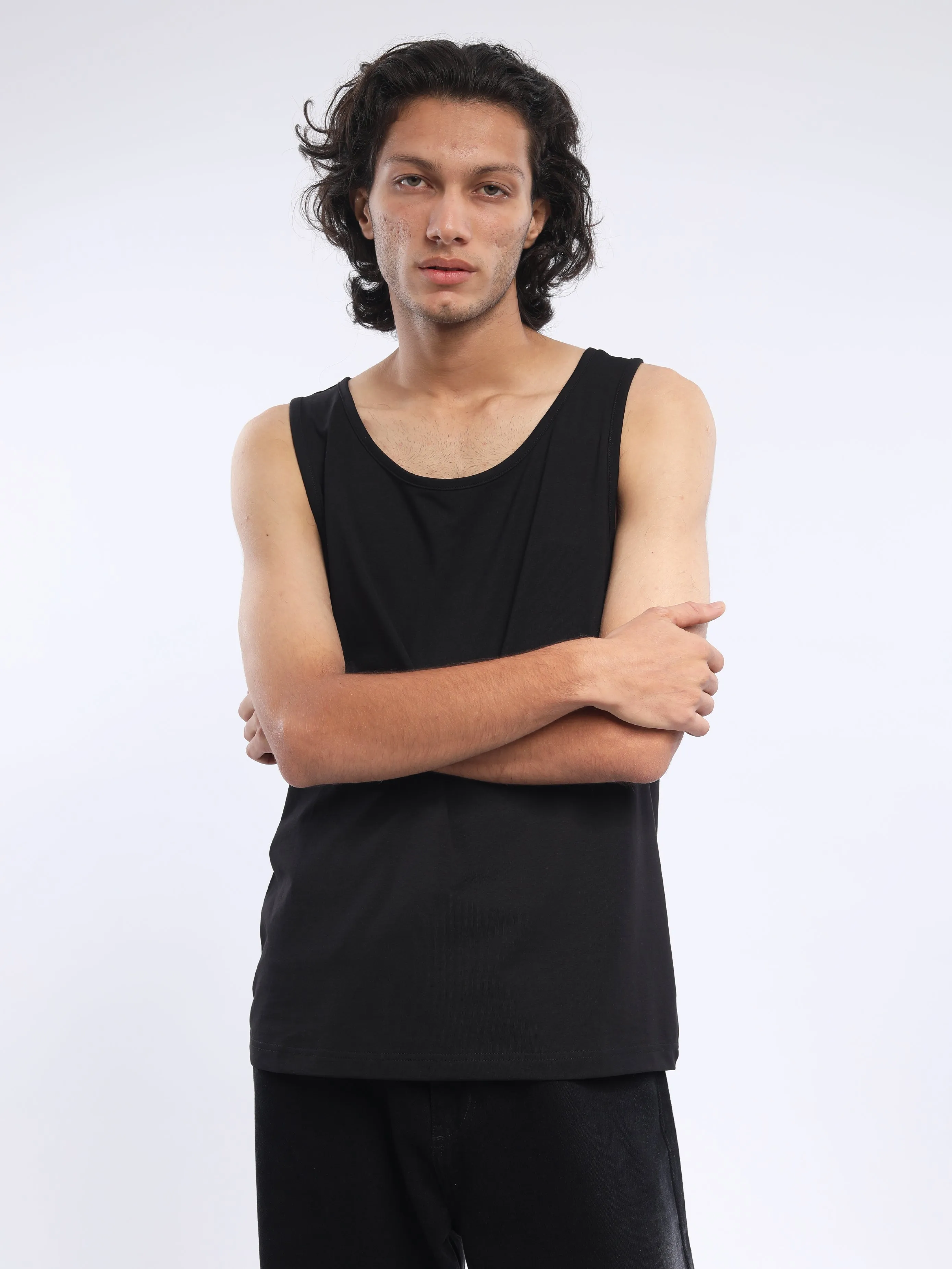 Camellia -  Sleeveless T Shirt  - Black